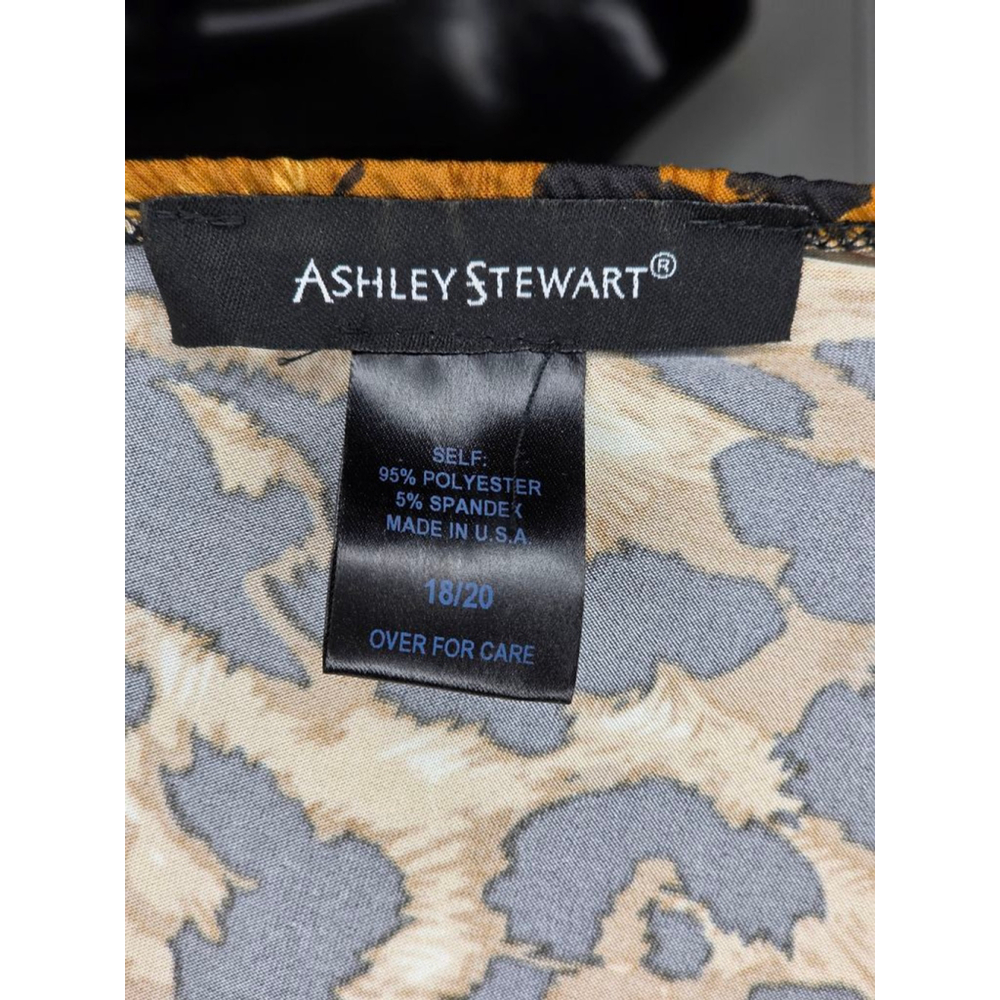 Ashley Stewart Plus Leopard Print One-Shoulder Tunic Women's 18/20 Brown/Black - Picture 4 of 4